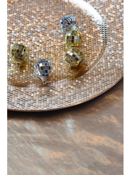 BOITE DE 12 MINI BOULES A FACETTES OR DIA 3CM X 3CM