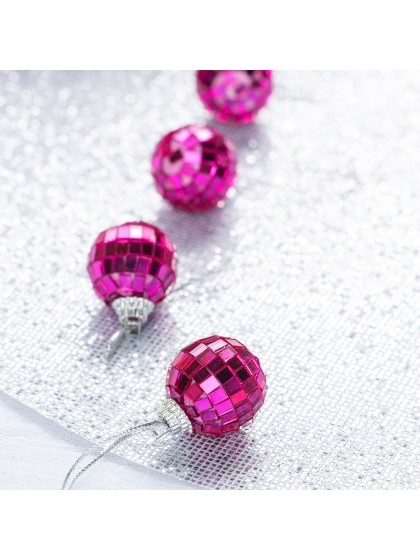 BOX AUS 12 MINI-DISKOKUGELN FUCHSIA DIA 3CM X 3CM