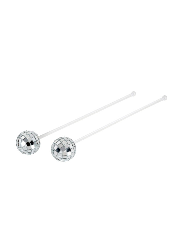 2 COCKTAIL STIRRERS DISCO BALL 3CM X 3CM X 16.5CM