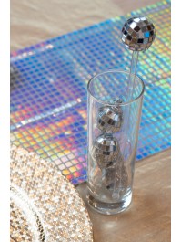 2 COCKTAIL STIRRERS DISCO BALL 3CM X 3CM X 16.5CM
