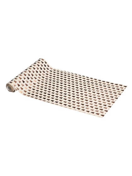 TISCHLÄUFER STOFF EFFEKT NATUR TANNEN METALL GOLD UND CUIVRES 28CM X 3M