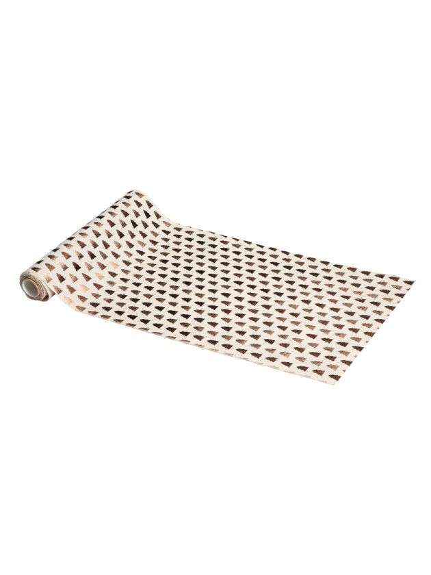 TABLE RUNNER NATURAL EFFECT METAL GOLD AND COPPER CHRISTMAS TREE 28CM X 3M