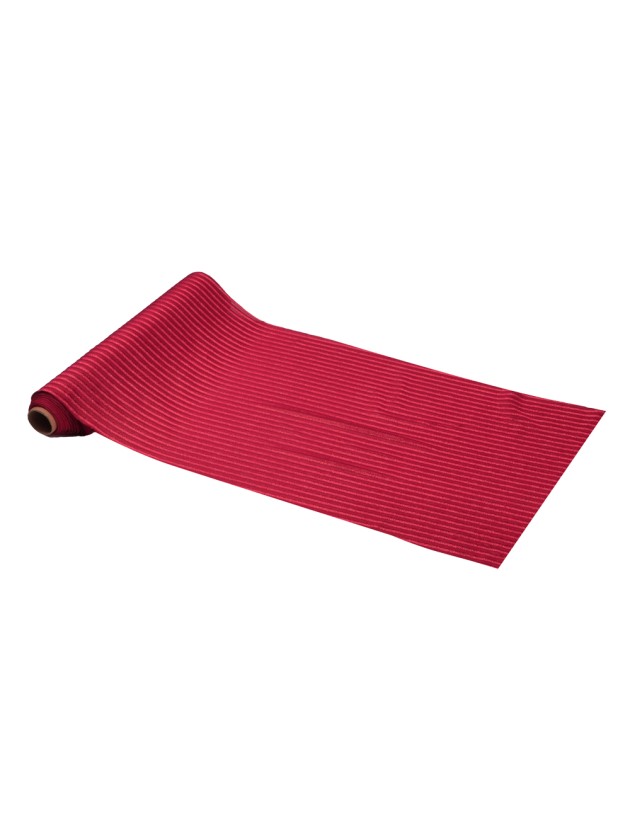 CHEMIN DE TABLE VELOURS COTELE ROUGE DORE 28CM X 3M