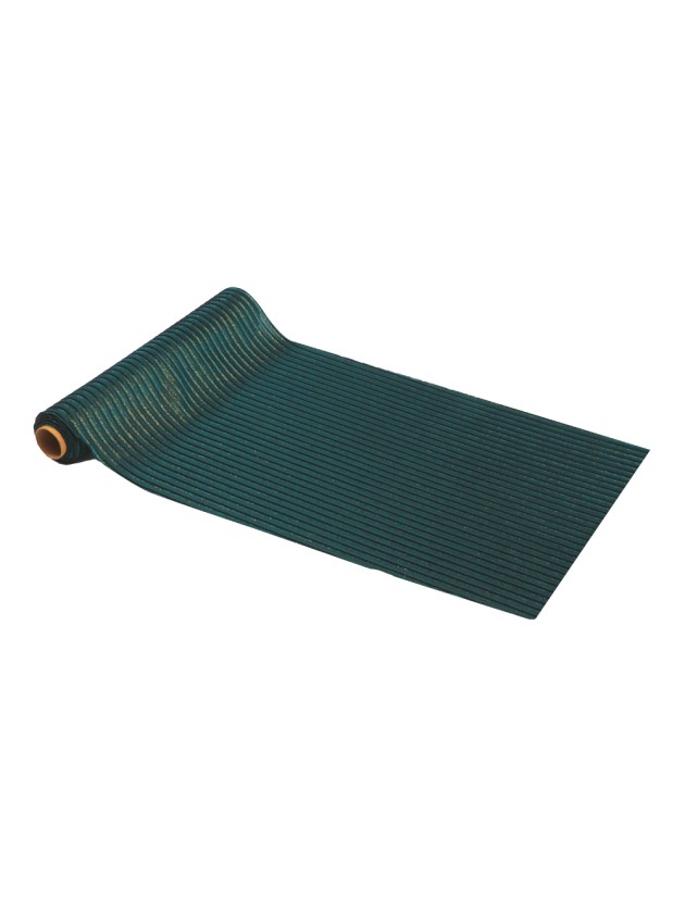 CHEMIN DE TABLE VELOURS COTELE VERT DORE 28CM X 3M