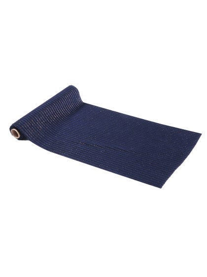 CHEMIN DE TABLE VELOURS COTELE BLEU DORE 28CM X 3M