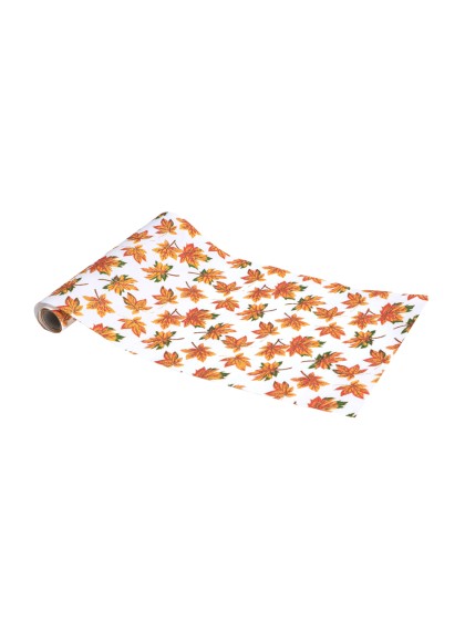 TISCHLÄUFER STOFF BLÄTTER HERBST GOLD 28CM X 3M