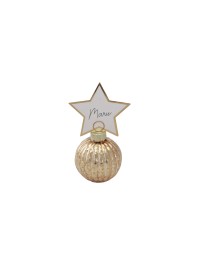 4 TISCHKARTEN KUGELN WEIHNACHTEN GOLD + ETIKETTEN STERN KUGEL: DIA 4 CM X 5,5 CM HT STERN: 5 CM
