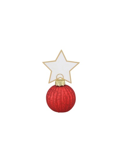 4 RED CHRISTMAS BALLS PLACE CARD + STAR CARDS BALL: DIA 4CM X 5.5CM HT  STAR: 5CM