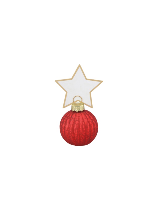 4 TISCHKARTEN KUGELN WEIHNACHTEN ROT + ETIKETTEN STERN KUGEL: DIA 4 CM X 5,5 CM HT STERN: 5 CM