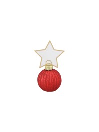 4 TISCHKARTEN KUGELN WEIHNACHTEN ROT + ETIKETTEN STERN KUGEL: DIA 4 CM X 5,5 CM HT STERN: 5 CM