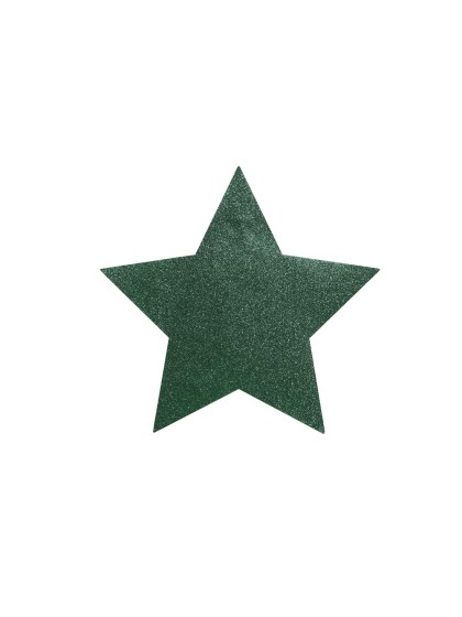 6 GLITTER TABLE SETS PINETREE GREEN PREMIUM STAR SHAPE 39CM
