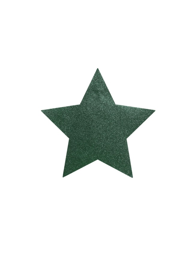 6 SETS DE TABLE PAILLETTES PREMIUM VERT SAPIN FORME ETOILE 39CM