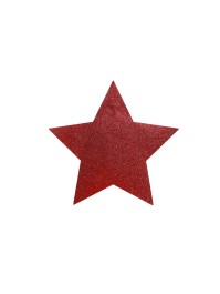 6 GLITTER TABLE SETS DARK RED PREMIUM STAR SHAPE 39CM