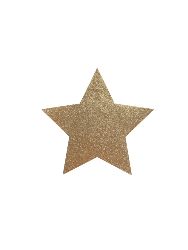 6 GLITTER TABLE SETS GOLD PREMIUM STAR SHAPE 39CM