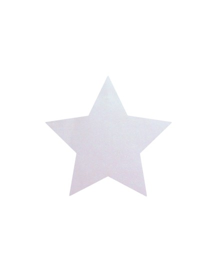 6 GLITTER TABLE SETS WHITE IRIDESCENT PREMIUM STAR SHAPE 39CM