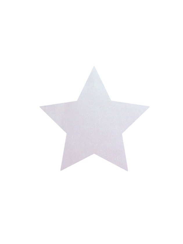 6 GLITTER TABLE SETS WHITE IRIDESCENT PREMIUM STAR SHAPE 39CM