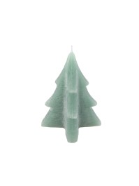 SAGE GREEN CHRISTMAS TREE CANDLE RUSTIC FINISH 12CM X 12.7CM X 15.4CM HT