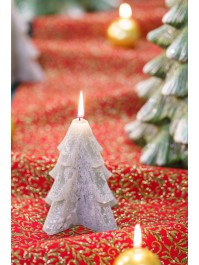 SAGE GREEN CHRISTMAS TREE CANDLE RUSTIC FINISH 12CM X 12.7CM X 15.4CM HT