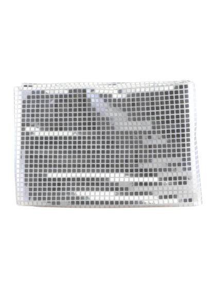 NAPPE PLIEE EFFET BOULE A FACETTES ARGENT 139CM X 240CM