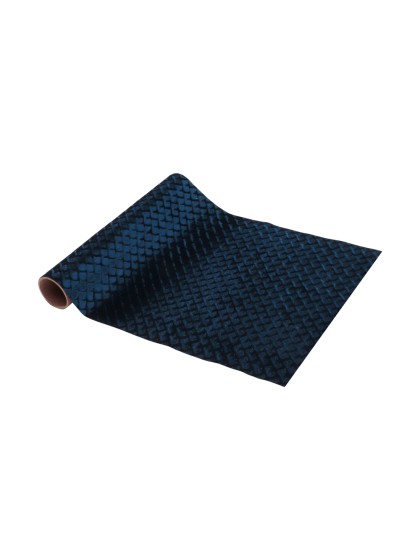 CHEMIN DE TABLE VELOURS TEXTURE BLEU 28CM X 3M