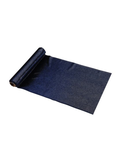 BLUE SILVER SPARKLE VELVET TABLE RUNNER 28CM X 3M