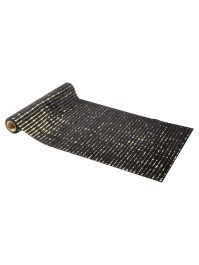 GLAMOUR BLACK GOLD VELVET TABLE RUNNER 27CM X 3M