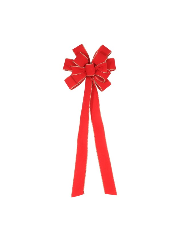 1 RED VELVET TOP TREE BOW PEARLS FINISHING 28CM X 78CM