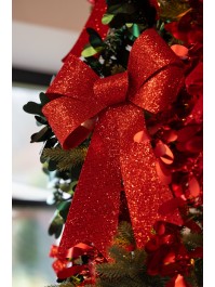 1 HQ PVC RED BOW WITH GLITTERS 36.5CM X 50.8CM