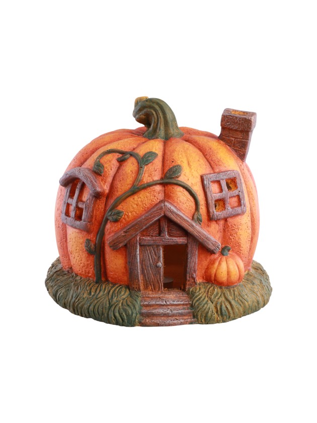 MAGNESIA PUMPKIN HOUSE CANDLE HOLDER 33CM X 32CM X 27CM