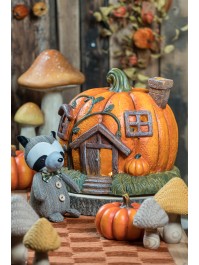 MAGNESIA PUMPKIN HOUSE CANDLE HOLDER 33CM X 32CM X 27CM