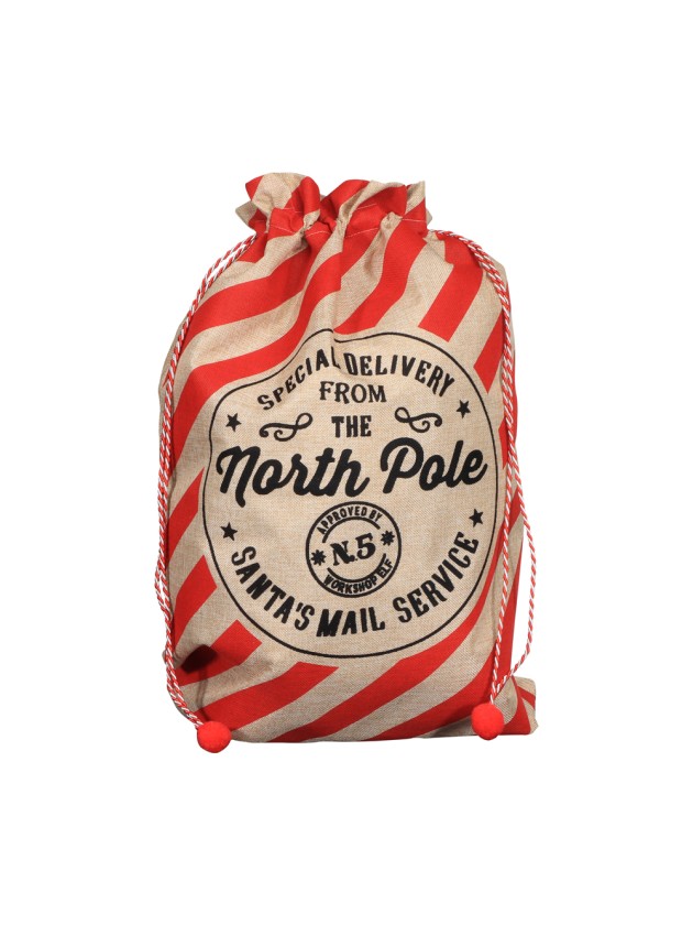 CHRISTMAS SACK PRINTED JUTE EFFECT 50CM X 70 CM