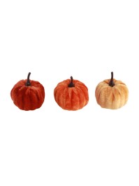 9 VELVET PUMPKINS IN NET - 3 COL ASS DIA 5CM X 6CM HT