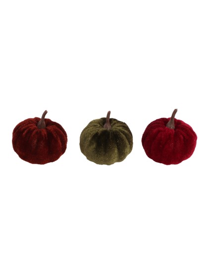9 VELVET PUMPKINS IN NET - 3 COL ASS DIA 5CM X 6CM