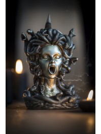 POLYRESIN MEDUSA BACKFLOW INCENSE BURNER 13CM X 13CM X 18.5CM