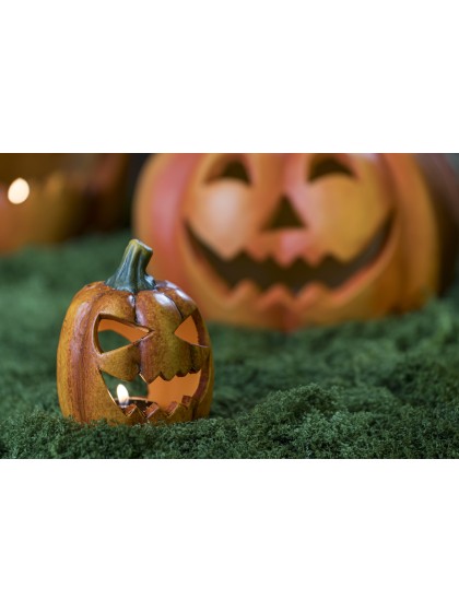 SCARY CARVED PUMPKIN 9CM X 9CM X 12.5CM