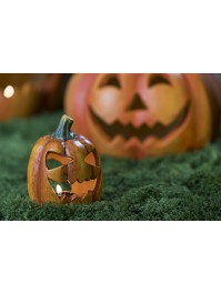 SCARY CARVED PUMPKIN 9CM X 9CM X 12.5CM