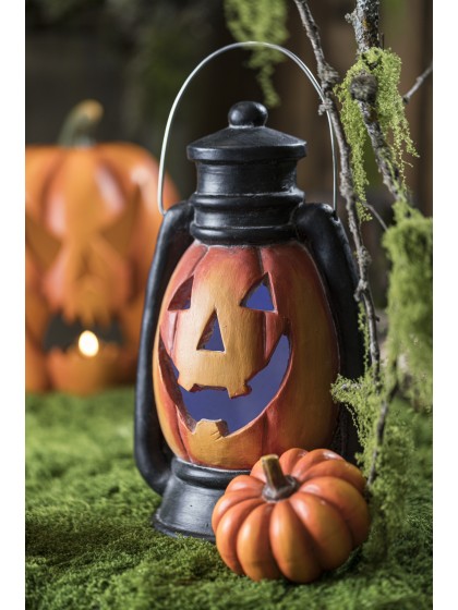 PUMPKIN LANTERN WITH LED WITH TIMER 22CM X 18CM X 38CM