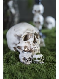 POLYRESIN SKULL CANDLE HOLDER 6.5CM X 8.5CM X 5CM