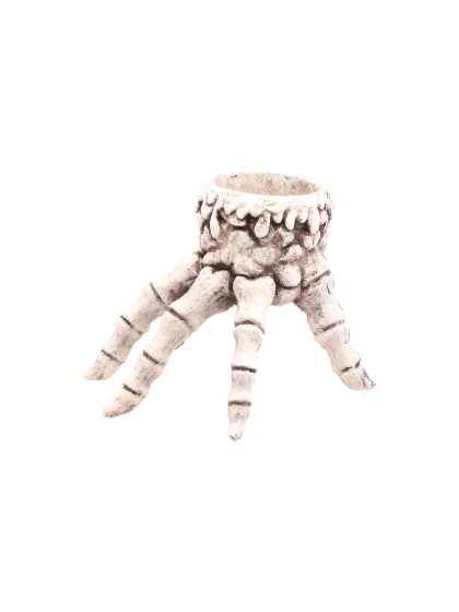 WHITE SKELETON HAND CANDLE HOLDER 13CM X 12CM X 9.5CM