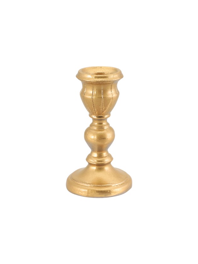 BOUGEOIR FLAMBEAU POLYRESINE DORE DIA 7.5CM X 13.7CM