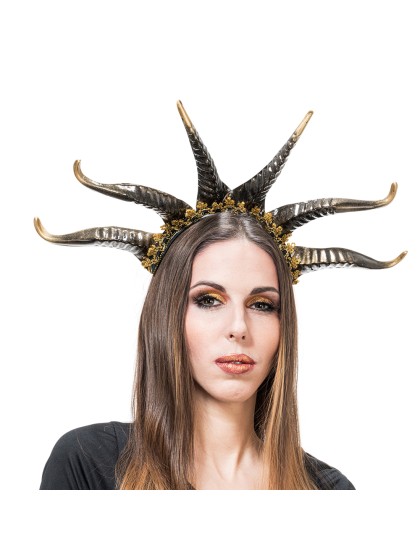 GOLDEN EVIL SIX HORNS HEADBAND 