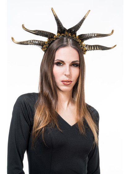 GOLDEN EVIL SIX HORNS HEADBAND 
