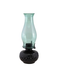 LATERNE MAGIE SCHWARZ GLAS GRÜN FÜR TEELICHTKERZE – DURCHMESSER 12 CM X 31 CM