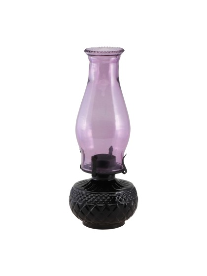 LATERNE MAGIE SCHWARZ GLAS VIOLETT FÜR TEELICHTKERZE – DURCHMESSER 12 CM X 31 CM