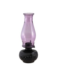 LANTERNE MAGIE NOIRE VERRE VIOLET POUR BOUGIE CHAUFFE PLAT - DIA 12CM X 31CM