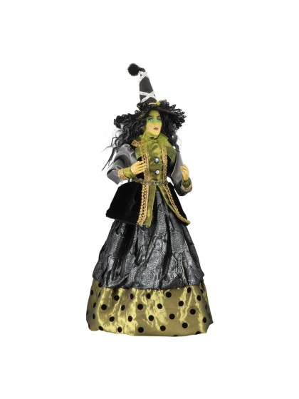 GREEN DRESSED STANDING WITCH 21CM X 21CM X 62CM