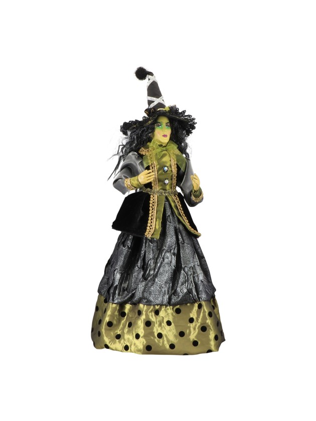GREEN DRESSED STANDING WITCH 21CM X 21CM X 62CM