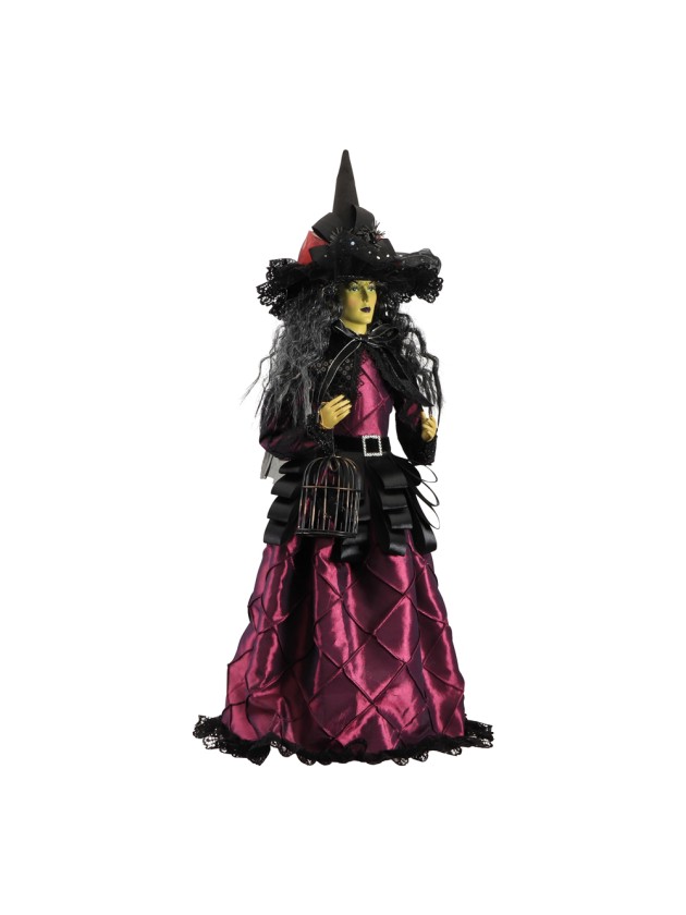 HEXE KLEID VIOLETT DEBOUT MIT KÄFIG VOGEL 21CM X 21CM X 62CM