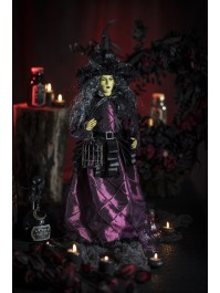 HEXE KLEID VIOLETT DEBOUT MIT KÄFIG VOGEL 21CM X 21CM X 62CM