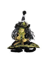 SORCIERE ROBE VERTE ASSISE OU A SUSPENDRE 15CM X 12CM X 47CM